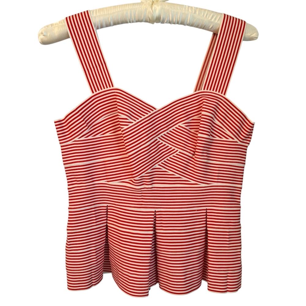 HD in Paris Anthropologie Red White Stripe Peplum Tank Top Medium